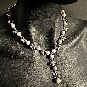 Vintage Carolee Faux Pearl Dangling Necklace